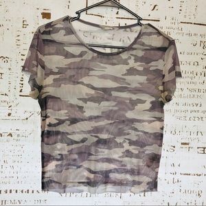 GARAGE Mauve Camo Mesh Sheer Top